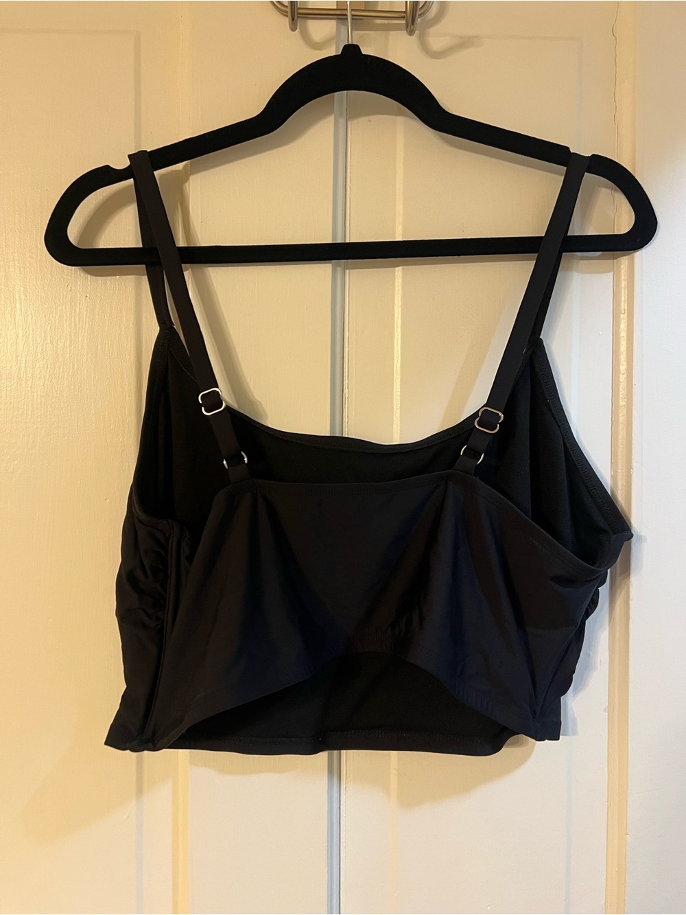 Black Cropped Tank Top with Spaghetti Straps - Picture 2 of 2